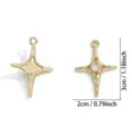 Gold Four-Pointed Star Pendant Alloy DIY Jewelry Making Charm Accessory 2pcs Set - Cross Star Style (A8-343) / 1 Piece/Pack (30*20mm) / Light gold