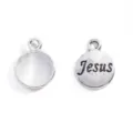 Silver round Jesus pendant DIY charm antique alloy jewelry accessory for necklace bracelet - Jesus Style / 15x12mm / Antique Silver