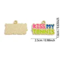 Gold emaillierter Tennis Anhänger DIY Legierung Halskette Schmuck Accessoire 2.5x1.6cm - A8-425 KISS MY TENNIS Stil