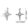 Silver alloy four-pointed star pendant DIY jewelry accessory for necklace decor 3cm - Cross Star Style (A8-343) / 1 Piece/Pack (30*20mm) / Silver