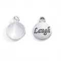 Silver Alloy Laugh Letter Charm Pendant DIY Bracelet Necklace Accessories Decorative Craft Item - Laugh Style / 15x12mm / Antique Silver