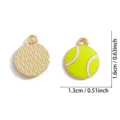 Goldfarbener Emaillierter Tennisball Anhänger, süßes Legierung DIY Halskette Zubehör, 1.3cm - A8-426 Einzelner Tennisball Stil