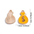 Goldfarbene Legierung Geldsack Emaille Anhänger DIY Schmuck Zubehör Halskette Schlüsselanhänger - Geldbeutel (A8-387) / 20x14mm
