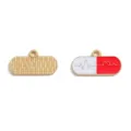 Emaillierte Pillenform medizinische Krankenschwester DIY Legierung Anhänger Schmuck - EKG Pille Stil (A8-347) / 1 Stück (12*23mm) / Rot