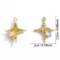 Colgante de estrella chapado en oro accesorio de joyería DIY con cristales 2x2.5cm. - Estrella Ondulada (A8-345) / 1 Pieza/Paquete (25*20mm) / Oro claro