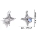 Encantador colgante de estrella de aleación con gema ópalo para accesorios de collar DIY. - Estrella Ondulada (A8-345) / 1 Pieza/Paquete (25*20mm) / Plateado