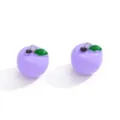Purple resin apple charms with metal loops for DIY jewelry, cute phone strap pendant 2pcs. - 17x16mm / Purple