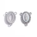 Colgante religioso de aleación DIY con diamantes de imitación brillantes y esmalte blanco collar - A8-408 / 21x16mm / Blanco K & Blanco