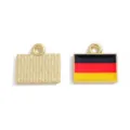 Ciondolo quadrato smalto bandiera tedesca accessorio gioielli DIY lega per bracciale portachiavi - Germania / 15*16mm