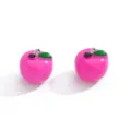 Cute Pink Apple Resin Pendants DIY Jewelry Charms Cell Phone Strap Accessories - 17x16mm / Rose Red