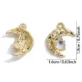 Colgante de luna de aleación chapada en oro accesorio de joyería DIY con diamantes de imitación. - Luna Texturizada (A8-346) / 1 Pieza/Paquete (19*16mm) / Oro claro