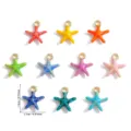 Colorful enamel starfish charms alloy DIY jewelry pendant accessories for bracelet necklace 11pcs - Starfish Style 2 (A8-340-2) / 1 Piece (14x12mm) / Red