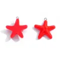 Ciondoli a stella marina in resina rossa per creazione gioielli fai da te, accessori graziosi. - 32x28mm (1.8g) / Rosso
