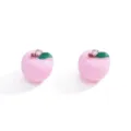Pink resin apple charms for DIY jewelry making, phone lanyards, and keychains. - 17x16mm / Pink