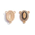 Colgante de retrato de aleación dorada de tres agujeros accesorio DIY con diamantes de imitación. - A8-408 / 21x16mm / Oro KC & Negro