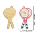 Emaillierter Tennisschläger Metalllegierung Anhänger Charms für DIY Schmuckherstellung. - A8-431 Gekreuzte Schläger Stil