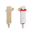 Gold alloy syringe charm red white enamel ECG pendant DIY jewelry making accessories - Syringe ECG Style (A8-349) / 1 Piece/Pack (35*13mm) / Red
