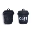Zwarte koffiekop metaal hanger DIY sieraden accessoire sleutelhanger decoratie charm. - Zwart (A8-333)