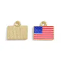 American flag square drip oil alloy pendant charm for DIY bracelet keychain jewelry accessories - United States / 15*16mm