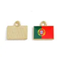Portugal flag metal charm enamel pendant for DIY bracelet necklace and keychain accessory. - Portugal Style / 15*16mm