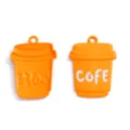 Oranje koffiekop bedels legering emaille DIY sieraden ketting sleutelhanger nieuw - Oranje (A8-333)