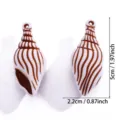 Colgante de concha de caracol acrílico DIY accesorios de joyería marrón rayas blancas - Colgante Caracola Grande Pesado (A9-092)