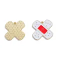 Gold and white enamel band aid charm pendant DIY alloy jewelry accessory for necklace keychain. - Band-Aid Cross Style (A8-350) / 1 Piece (21*21mm) / Red