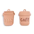 Schattige koffiekop legering geëmailleerd bedeltje hanger DIY sieraden maken accessoires sleutelhanger - Lichtbruin (A8-333)