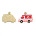 Cute ambulance enamel charm DIY alloy jewelry accessory for custom necklace and keychain. - Ambulance Style (A8-351) / 1 Piece (25*30mm) / Red