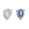 Colgante de retrato religioso de 3 agujeros de aleación DIY accesorio de joyería. - A8-408 / 21x16mm / Blanco K & Azul Real