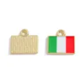Italian flag metal enamel square charm DIY bracelet keychain pendant jewelry accessories - Italy / 15*16mm