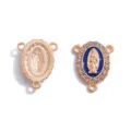 Colgante Religioso Virgen Maria de Aleacion Dorada Conector Joyas DIY Diamantes Esmalte Azul - A8-408 / 21x16mm / Oro KC & Azul Real