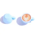 Cute miniature resin coffee cup charms with glitter heart latte art for DIY jewelry crafting. - 20x25mm / Blue