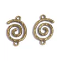 Connettori a spirale a doppio foro bronzo antico ciondoli in lega per collane portachiavi fai da te - Ciondolo Doppio Foro Vortice / 1 Pezzo (24x16mm) / Bronzo Antico