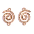 Ciondolo spirale doppio anello in metallo oro rosa per creazione gioielli collana fai da te - Ciondolo Doppio Foro Vortice / 1 Pezzo (24x16mm) / oro kc