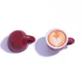 Resin miniature coffee cup charms with glitter heart latte art for DIY jewelry making and keychains. - 20x25mm / Coffee