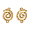 Gold spiral double hole pendant alloy DIY jewelry accessories handmade necklace keychain charm - Swirl Double Hole Pendant / 1 Piece/Pack (24x16mm) / Antique Gold