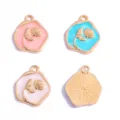 DIY alliage émail fleur charms pendentifs pour colliers bracelets faits à la main fabrication - Breloque Coquillage Fleur (Style 6) / 19*16mm / Blanc