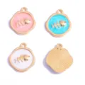 DIY pendentifs de breloques de bijoux en émail d'alliage pour colliers faits à la main - Breloque Arête de Poisson (Style 7) / Blanc