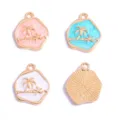 DIY alliage goutte d'huile plage palmier charms pour colliers bracelets faits à la main pièces. - Breloque Cocotier et Étoile de Mer (Style 13) / Blanc