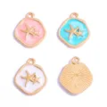 Breloques étoile de mer émail pendentifs alliage or bricolage accessoires bijoux couleurs. - Breloque Étoile de Mer (Style 15) / 1 Pièce/Paquet (19x16mm) / Blanc