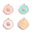 DIY alliage émail coquillage charms pendentifs pour colliers bracelets faits à la main - Breloque Coquillage (Style 16) / 1 Pièce/Paquet (19x17mm) / Blanc