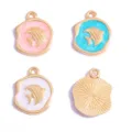 DIY breloques poisson émail pendentifs alliage or accessoires bijoux pour bracelet collier fait main - Breloque Coquillage et Poisson (Style 18) / 19*15mm / Blanc