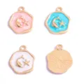 Lot de pendentifs dauphin étoile de mer en alliage émaillé pour colliers bracelets faits main - Breloque Dauphin et Étoile de Mer (Style 19) / 19*16mm / Blanc