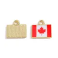 Canada flag enamel square metal charm alloy DIY jewelry accessory for bracelet keychain pendant - Canada / 15*16mm