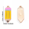 Metalen emaille potlood vorm bedel legering DIY sieraden accessoire voor ketting - Geel Potlood Vorm Stijl (A8-493)