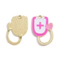 Stethoscope nurse alloy enamel charm pendant DIY jewelry making necklace keychain accessories - Stethoscope Heart Style (A8-353) / 1 Piece (31*21mm) / Pink