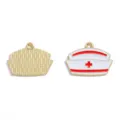 Nurse cap enamel charm alloy DIY jewelry pendant keychain necklace accessory craft supply. - Nurse Hat Style (A8-354) / 1 Piece (18*25mm) / Red