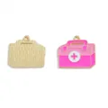 Pink medical first aid kit enamel charm alloy DIY jewelry accessory pendant for necklace keychain - Medical Box Style (A8-357) / 1 Piece (23*25mm) / Pink
