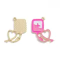 Nurse medical theme blood bag enamel charm DIY jewelry pendant necklace keychain accessory - IV Bag Stethoscope Style (A8-358) / 1 Piece/Pack (31*27mm) / Pink